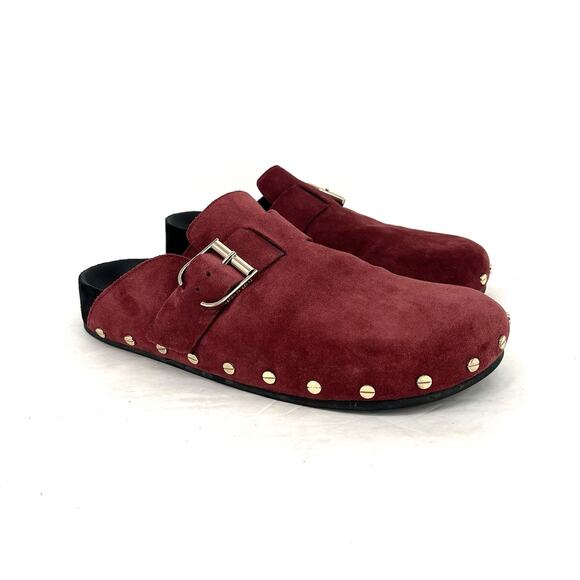 Veronica Beard Shoes - Veronica Beard Fern Suede Mule Clog Maroon Red Women's Size 9